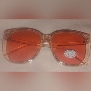 Transparent Frame Sunglasses with Orange Lenses